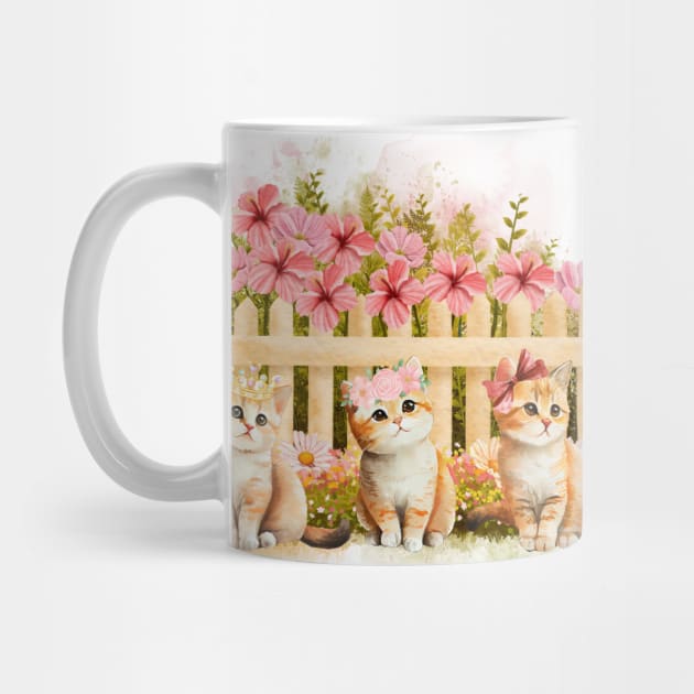 Watercolor Floral Fairytale Kittens by HoldenFamilyDesigns